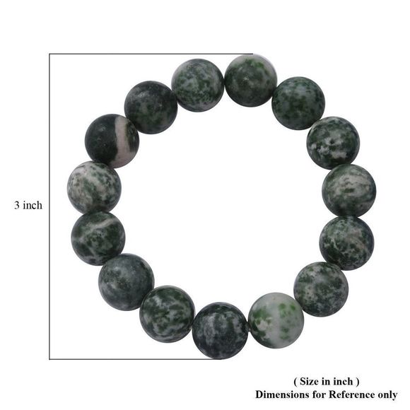 Jasper 12mm Beaded Stretch Bracelet 150.00 ctw Green - Picture 3 of 3